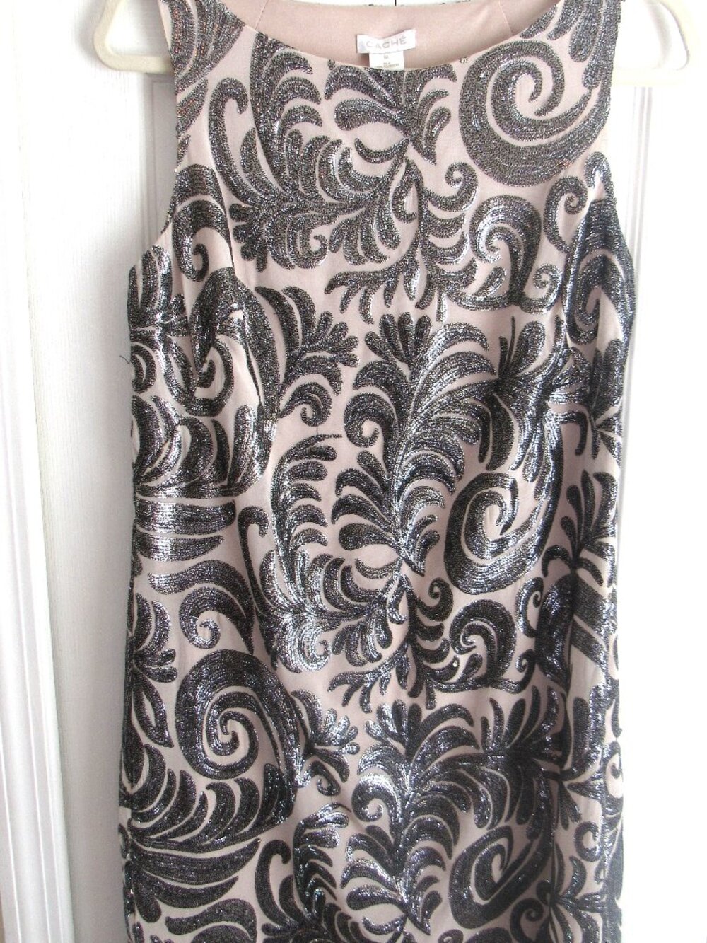 CACHE SILVER SPARKLY COCKTAIL DRESS SZ M